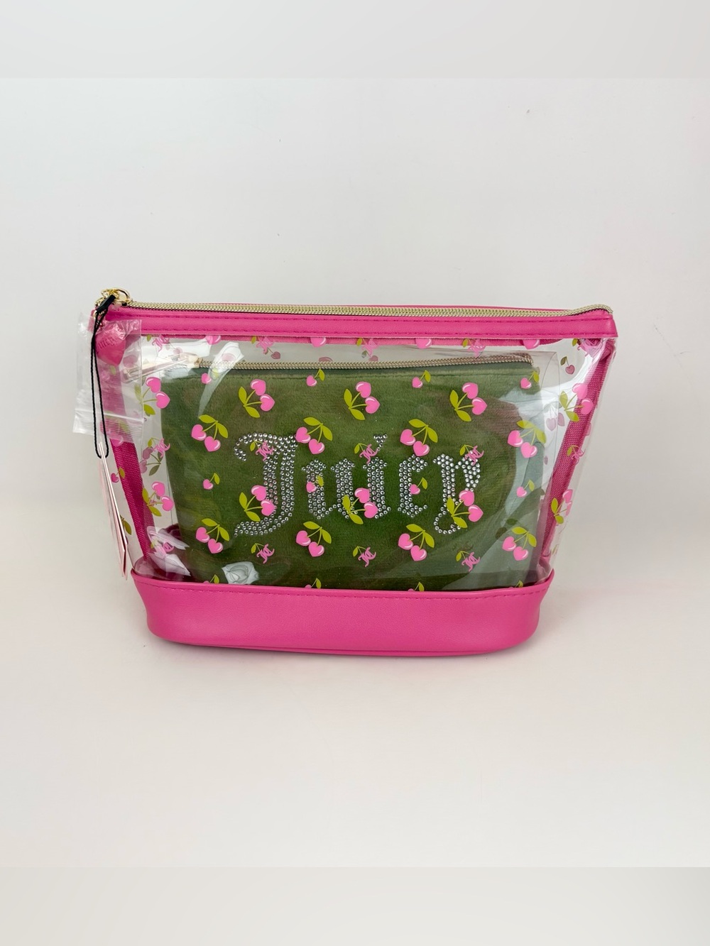 JUICY COUTURE Cherry Print Travel Nested Cosmetic Bag Set New With Tags